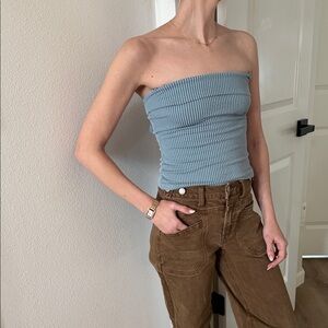 Vici Light Blue Strapless Ribbed Camisole